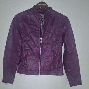 Shift Leather Moto Jacket Plum Color